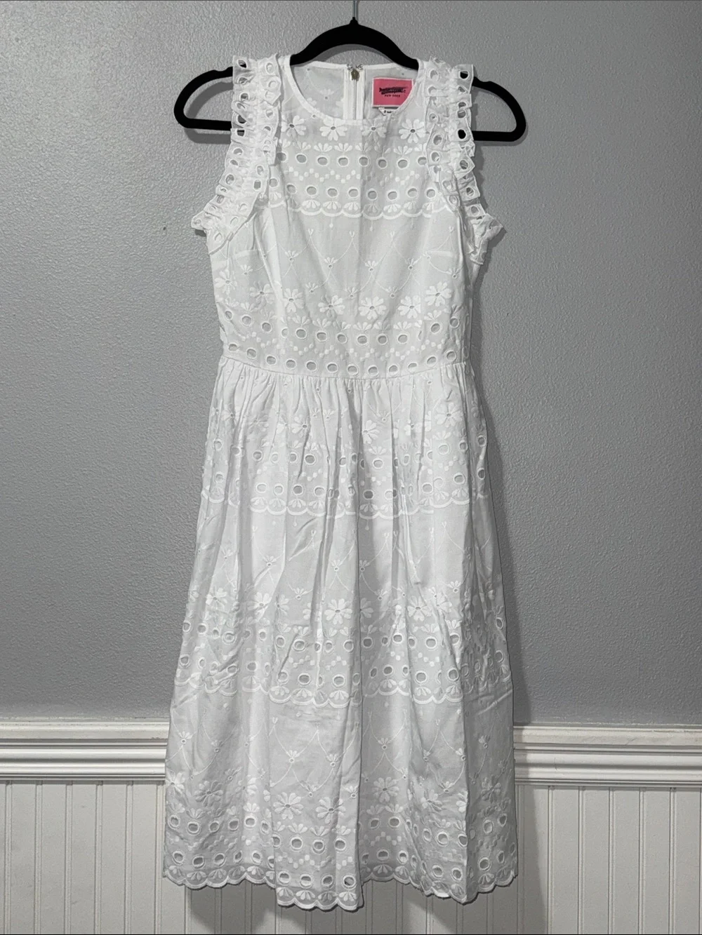 kate spade White Eyelet Sleeveless Dress Sz 0 NWOT